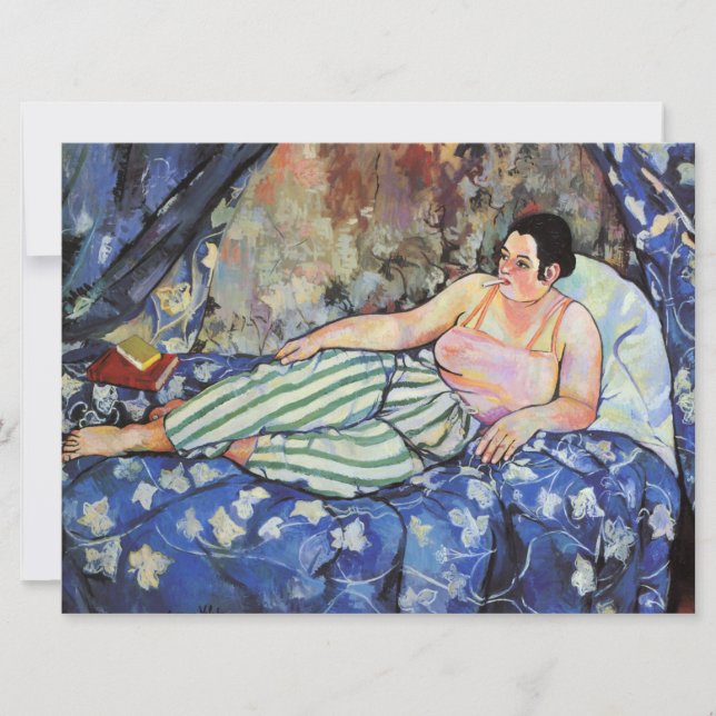 Cartão Mulher no quarto azul (por Suzanne Valadon) (Frente)