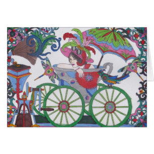 Cartão Mulher no vermelho, prata de Steampunk 14,