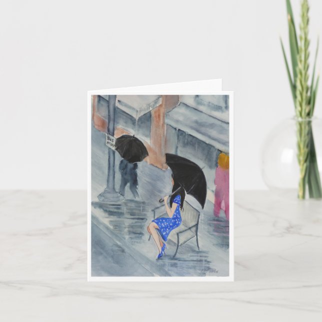 Cartão Mulher no vestido das bolinhas (Frente)