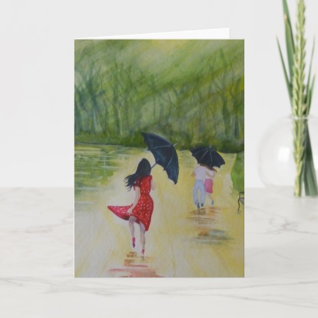 Cartão Mulher no vestido das bolinhas mim (Frente)