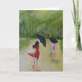 Cartão Mulher no vestido das bolinhas mim