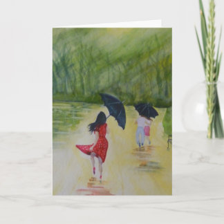 Cartão Mulher no vestido das bolinhas mim