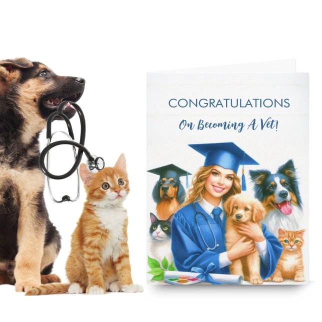 Cartão Mulher Parabéns Veterinária com Cachorros  (Criador carregado)