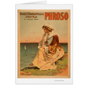 Cartão Mulher Phroso na Poster do Teatro de Praia