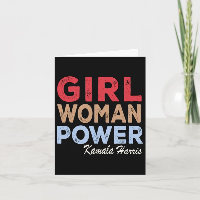 Cartão Mulher Power Kamala Harris Retro Vintage (Frente)