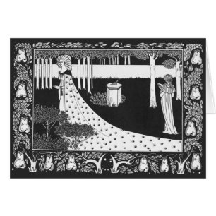 Cartão Mulher preto e branco de Nouveau da arte de