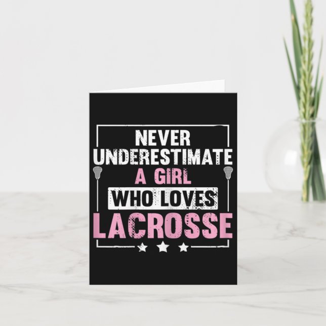 Cartão Mulher Que Adora Jogar Lacrosse Stick Lax (Frente)