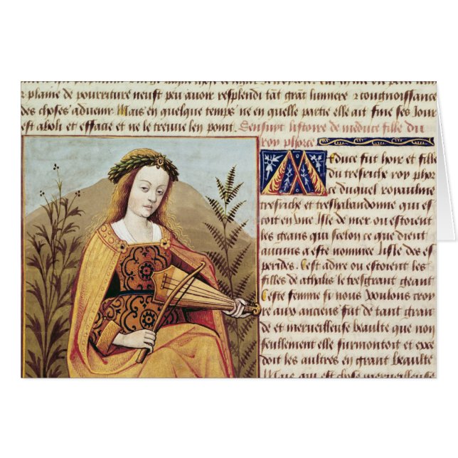 Cartão Mulher que joga um viol (Frente Horizontal)