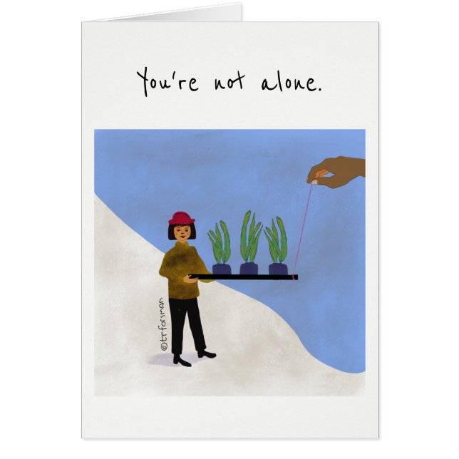 Cartão Mulher que obtem uma mão (ajuda) (Frente)