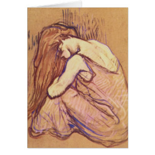 Cartão Mulher que penteia seu cabelo por Henri de