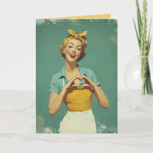 Cartão Mulher Retro Enviando Amor