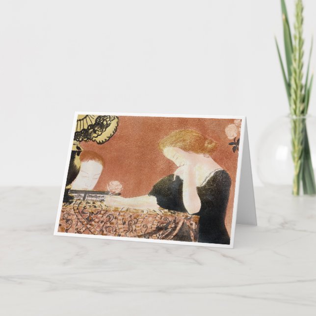 Cartão Mulher segurando um Rosa, Maurice Denis (Frente)