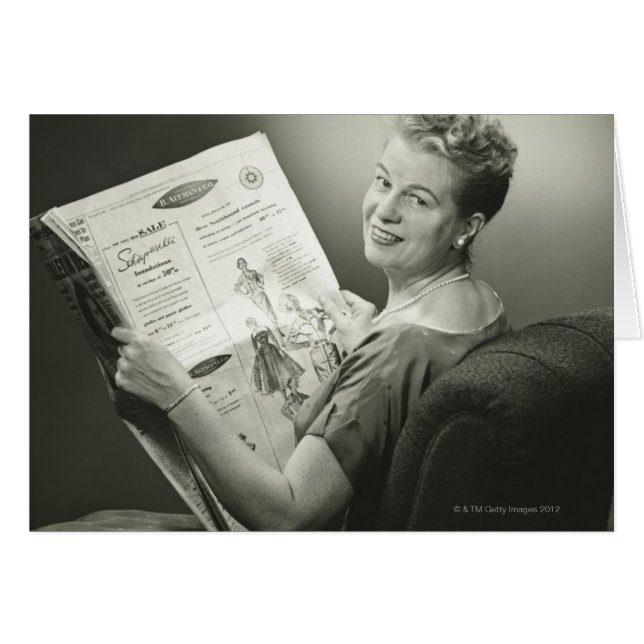 Cartão Mulher Sentada em Presidente (Frente Horizontal)