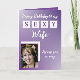 Cartão Mulher sexy adiciona fotos de aniversário roxo