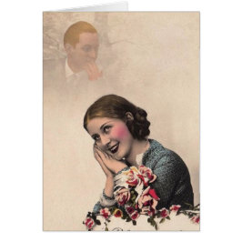 Cartão Mulher Sonhadora Vintage