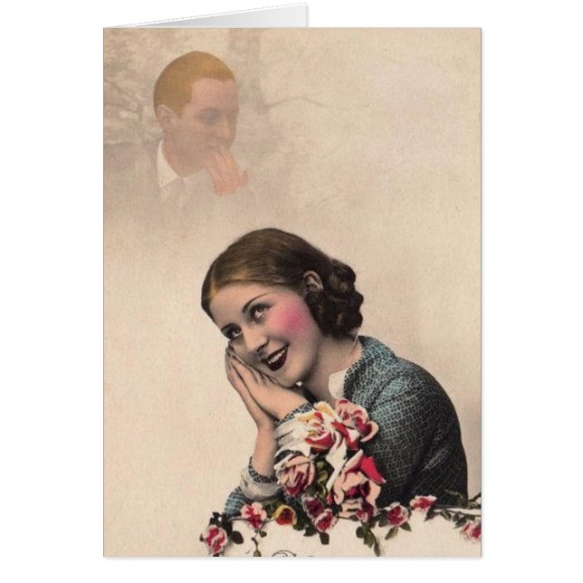 Cartão Mulher Sonhadora Vintage (Frente)