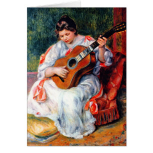 Cartão Mulher Tocando a Guitarra de Pierre Renoir