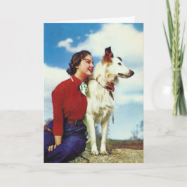 Cartão Mulher Vintage e Cachorro, Dia das Mães