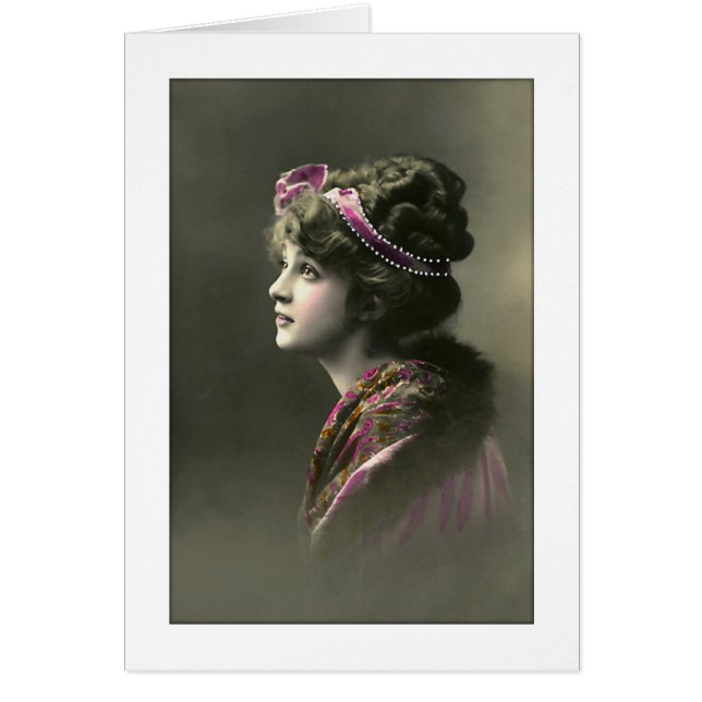 Cartão mulher vitoriosa expressão esperançosa (Frente)