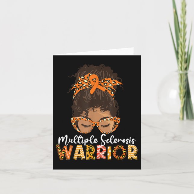Cartão Mulher Warrior Messy Bun - Esclerose Múltipla A (Frente)