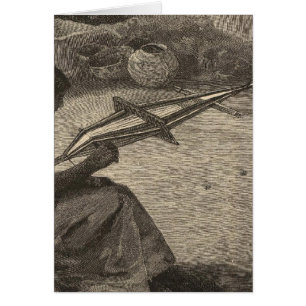 Cartão Mulher zuni tecendo cinto