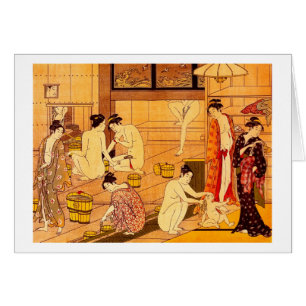 Cartão Mulheres Bathing, Torii Kiyonaga Belas Artes Japon