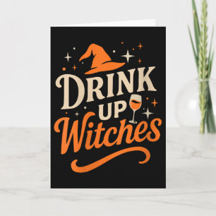 Cartão Mulheres Bebam Bruxas Vinho Gl Halloween Solteira