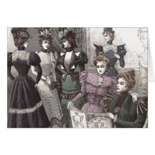 Cartão Mulheres bonitas do Victorian em vestidos longos