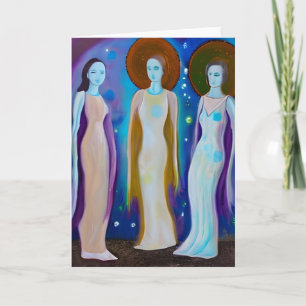 Cartão Mulheres Celestiais Obra de Arte Abstrata
