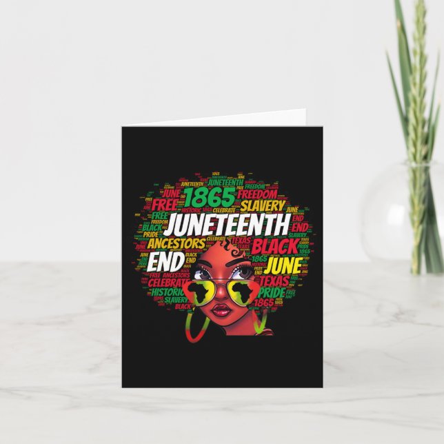 Cartão Mulheres Coque Desgrenhado Juneteenth Celebra Inde (Frente)