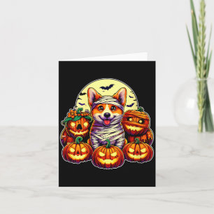 Cartão Mulheres Corgi Múmia E Abóboras Halloween Fofo