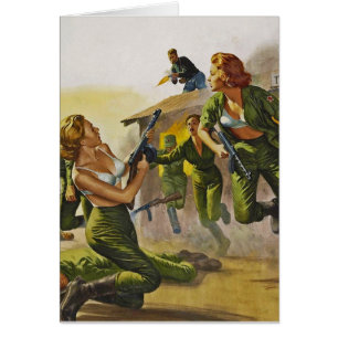 Cartão Mulheres de combate do combate em seus sutiãs