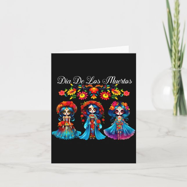 Cartão Mulheres de Crânio de Açúcar Dia De Los Muertos Ca (Frente)