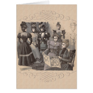 Cartão Mulheres elegantes do Victorian que lêem