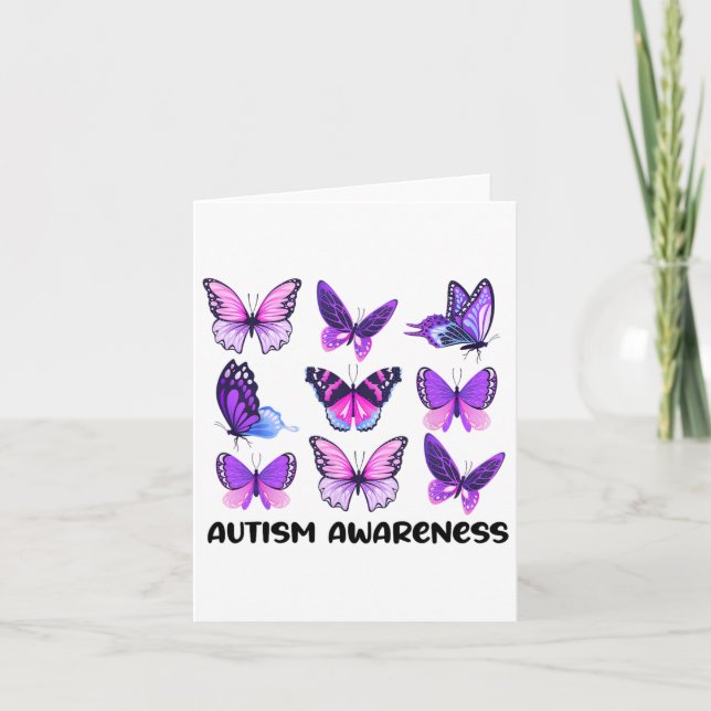 Cartão Mulheres Em Abril Nós Vestimos Azul Borboleta Auti (Frente)