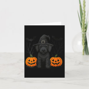 Cartão Mulheres Labradoodle Preto Witchy Cachorro Hallowe