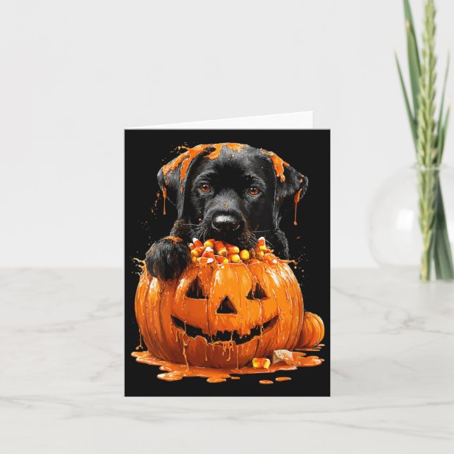 Cartão Mulheres Labrador Fofo Pingando Abóbora Candy Corn (Frente)