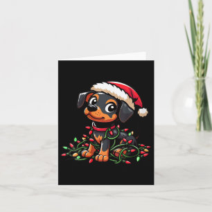 Cartão Mulheres Miniatura Pinscher Luzes De Natal Diverti
