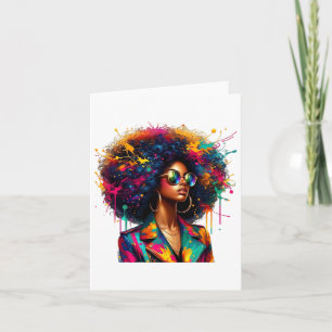 Cartão Mulheres Negras Melanin Rainha Forte Dobra Afro-Af