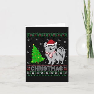 Cartão Mulheres Papillon Cão Xmas Cristo De Iluminação Fe