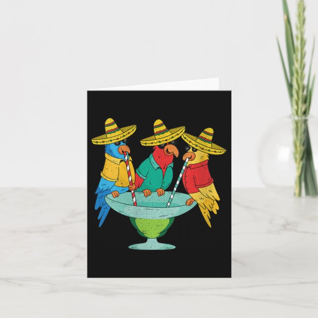Cartão Mulheres Parrot Cinco De Mayo Funny Bebendo Tequil (Frente)