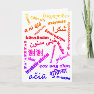 Cartão Multilingual Thank You Languages Ombré Colorful