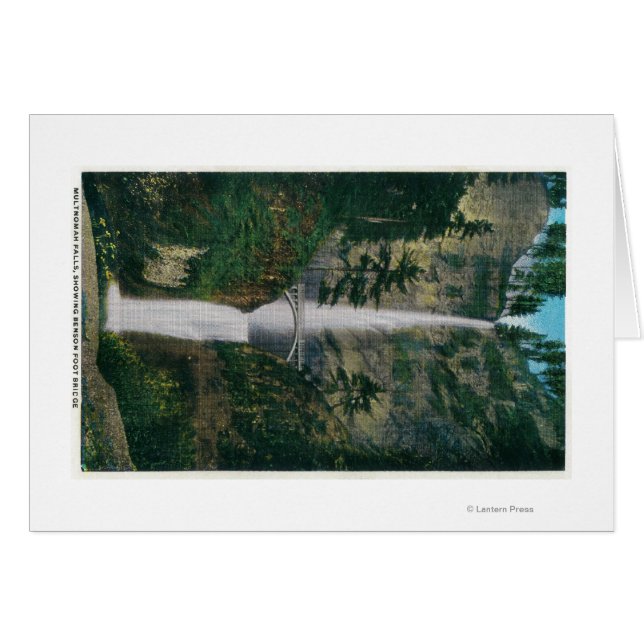 Cartão Multnomah Falls e Benson Foot Bridge 2 (Frente Horizontal)