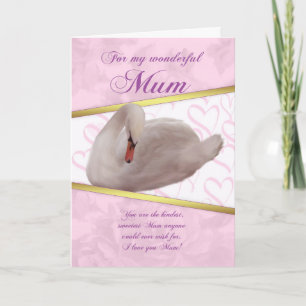 Cartão Mum Mother's Day Card With Swan - Pink