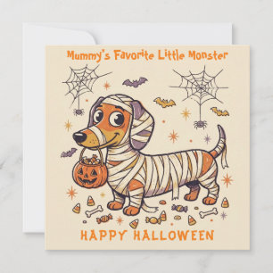 Cartão Múmia Cachorrinho de Halloween