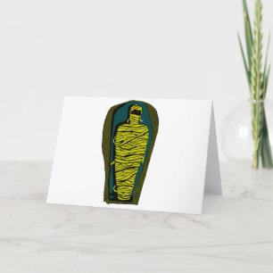 Cartão Múmia com olhos vermelhos dentro egípcia Sarcófago