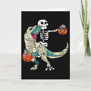 Cartão Múmia de Esqueleto Montando Dinossauro T Rex Diver