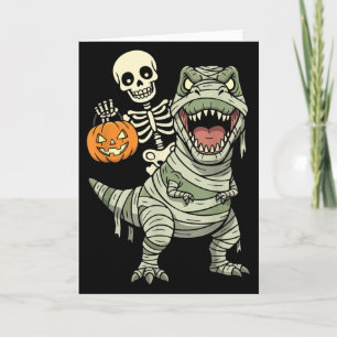 Cartão Múmia de Esqueleto Montando Dinossauro T Rex Diver