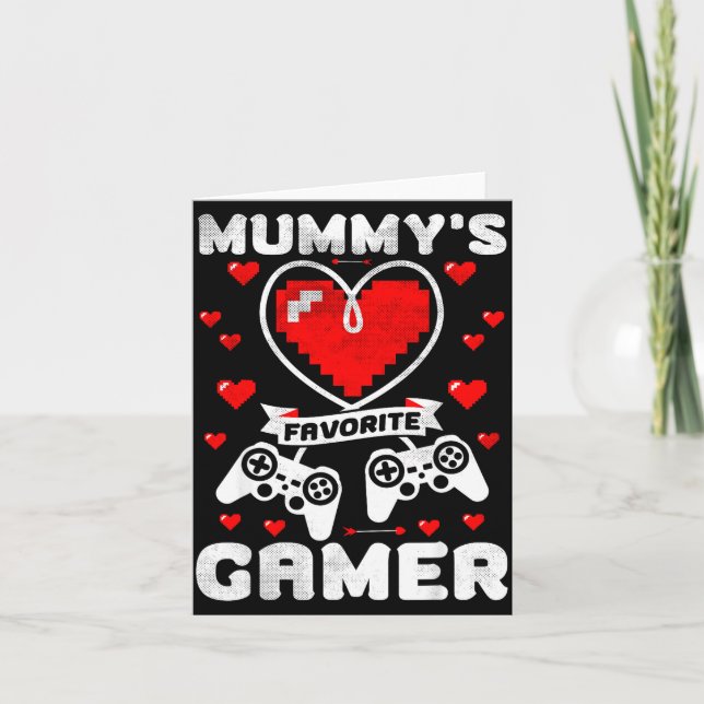 Cartão Mummy's Favorite Gamer Funny Boys Kids Valentine's (Frente)