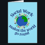 Cartão Mundial de Citação de Trabalho Social Inspi<br><div class="desc">Um presente de assistente social bonito que lê Trabalho Social faz o mundo girar. Peça este presente legal para a sua equipe de serviços sociais.</div>